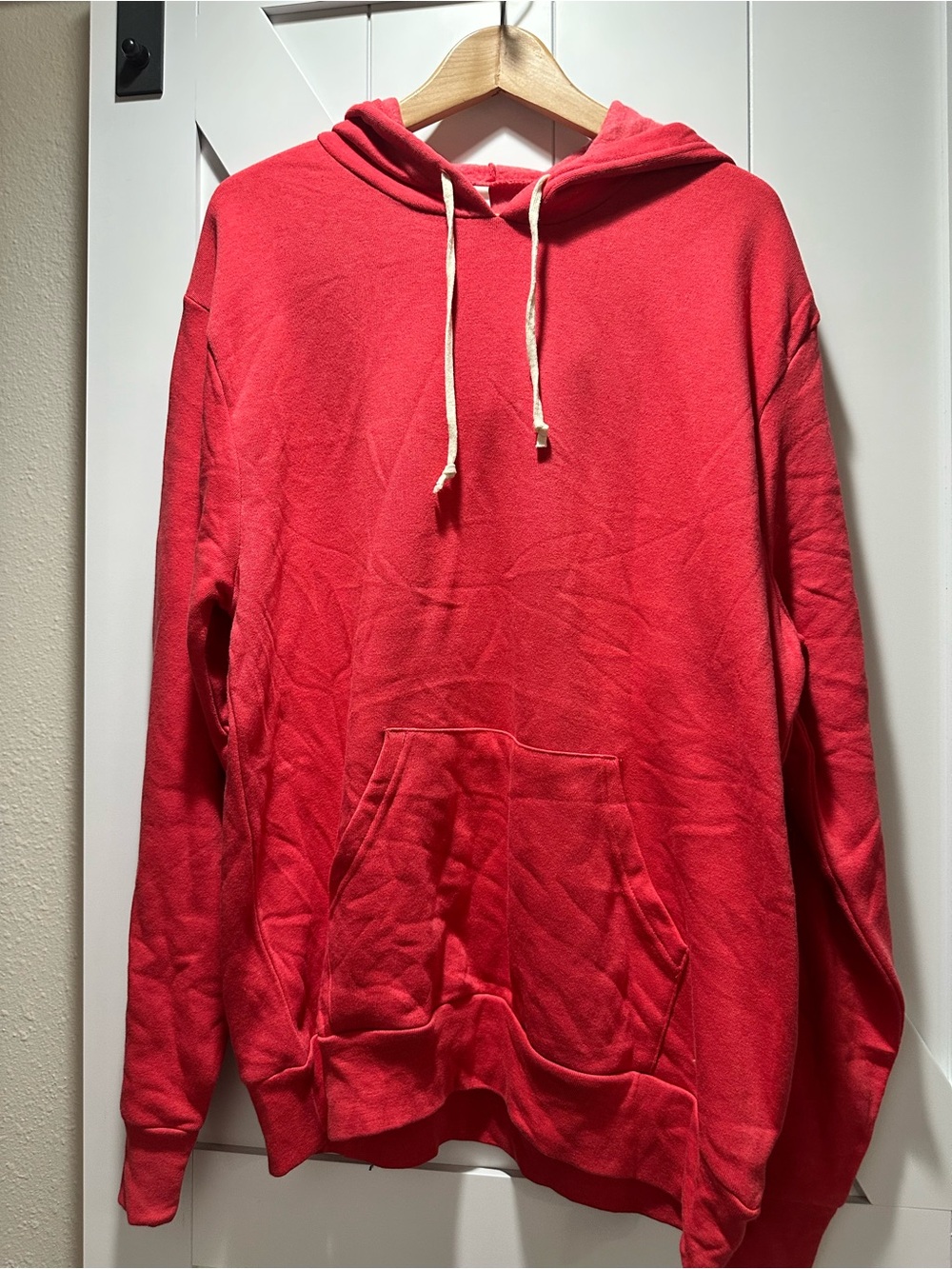 Red Hooded Pullover Sweatshirt